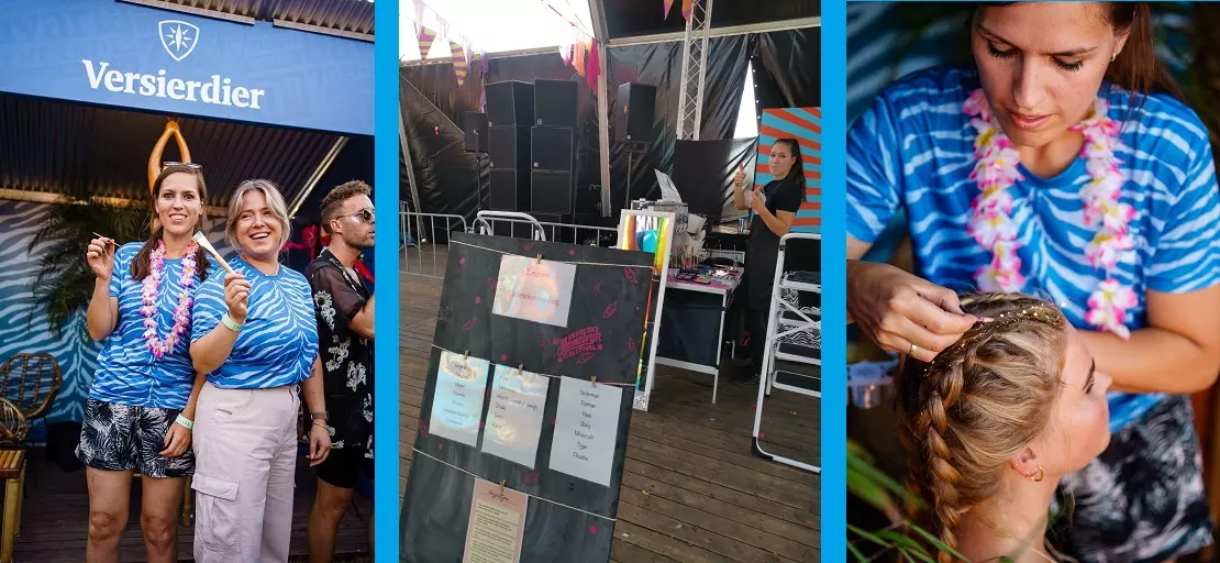 Schminken, glitters en haar invlechten op evenementen