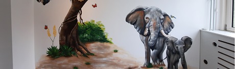 Een mooie muurschildering op de kinderkamer, in de woonkamer of op kantoor